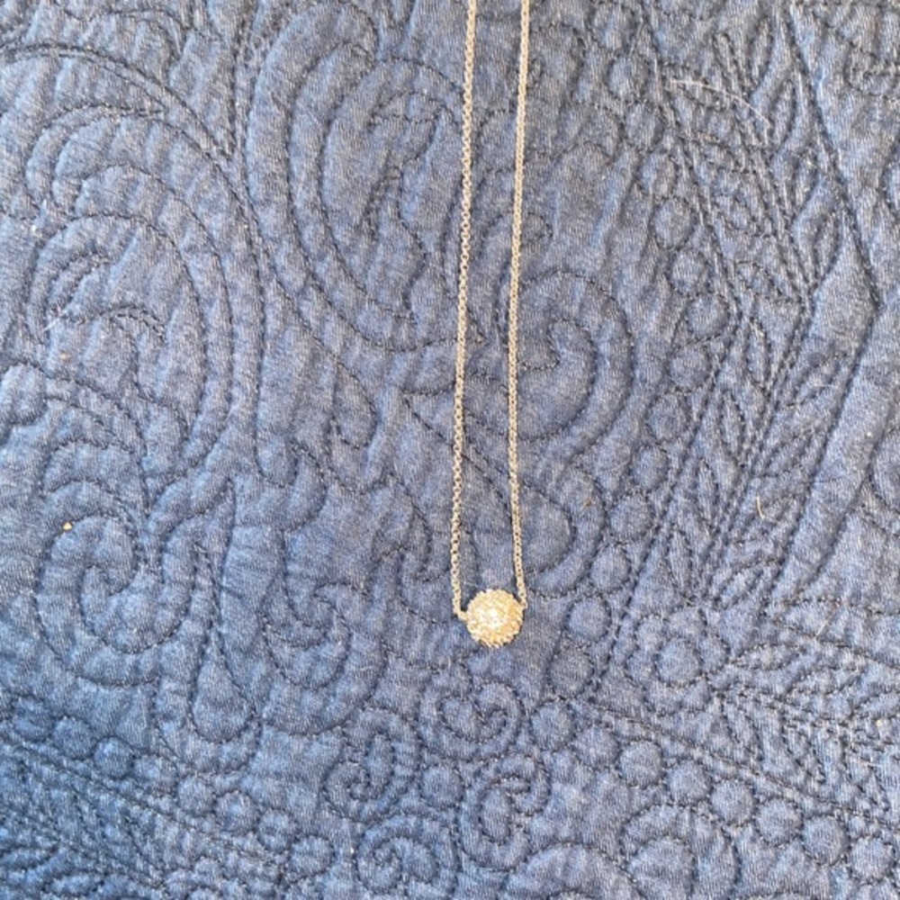 Silver chain 16” with ball pendent NWoT loaded with small cut diamonds